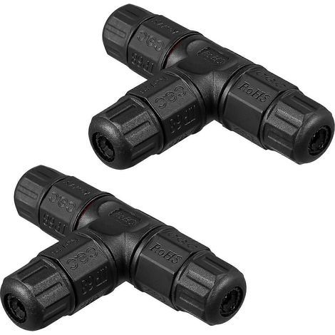 BESTOMZ 2er-Pack IP68 wasserdichte T-Verbinder, Anschlussdose, 3-Wege-Kabelverbinder (Schwarz) - Schwarz (1/4)