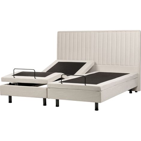 Lit Double Ajustable Moderne en Tissu 180 x 200 cm Electrique Réglable avec Télécommande Beige Clair Duke II (1/5)