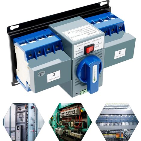 Doppelte Stromversorgung Automatischer Umschalter, 63A Nennstrom, 400V Nennspannung, 4 Pole, 1-2 Sekunden Umschaltzeit, Manuelle oder Automatische (1/5)