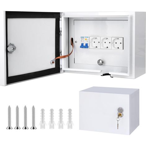 Scatola di distribuzione a parete con protezione da perdite 2P 50A, scatola di distribuzione con 3 prese da 250 V/16 A, per cablaggio, 8 moduli (1/5)