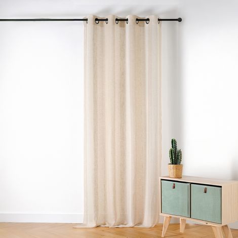 Voilage en voile rayé Ecru 140x280 cm (1/3)