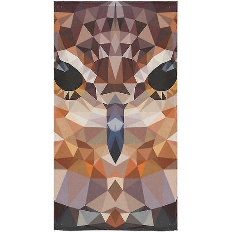 Serviette de bain géométrique moderne à motif tête de hibou (75 x 140 cm) - idéale pour le bain, la plage et les bains de soleil (1/2)