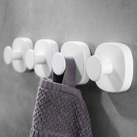 Lot de 4 crochets à ventouse pour douche, crochets de porte robustes en acier inoxydable pour salle de bain, cuisine,porte vitrée,miroir,carrelage,luffa,serviette,manteau,peignoir, jusqu'à 5 kg,blanc (1/5)