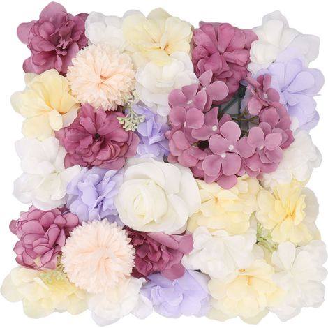 Panneaux Muraux Fleurs Artificiels Roses Soie Simulation 15x15 Pouces Violet Décoration Fond de Scène Mariage Fête (1/5)
