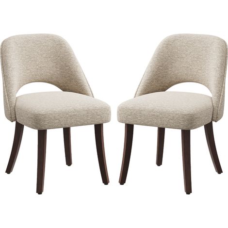 2er-Set moderne Esszimmerstühle im Mid-Century-Stil mit Massivholzbeinen, gepolsterter Sitzfläche und ergonomisch geschwungener Rückenlehne, Khaki (1/5)