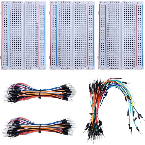 3 Pièces 400 Points Mini Breadboard, Steckbrett Elektronik, 400 Ties Mini Solderless Breadboard, Prototype Board Lötbares Breadboard + 195 Pièces Fils de Cavalier de Planche à Pain