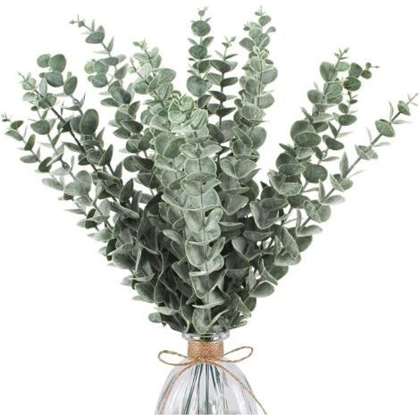 BUNTHAUS 24 Pcs Eucalyptus Branches Artificiel, Simulation Vert Artificiel Eucalyptus Feuilles De Mariage Fleurs Artificielles pour Arrangement De Fleurs, Décoration De Fête De Mariage À La Maison 38C (1/5)