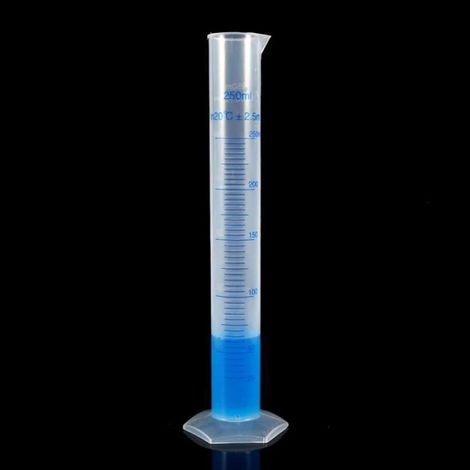 Cylindre Gradué - 250 ml - Plastique - Bec Verseur Conique - Base Pentagonale - 1 Pièce