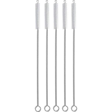 Juego de 5 cepillos de limpieza de acero inoxidable apto para uso alimentario, cepillo para pajitas, cepillo para limpiar pajitas de beber, herramientas de limpieza de cocina
