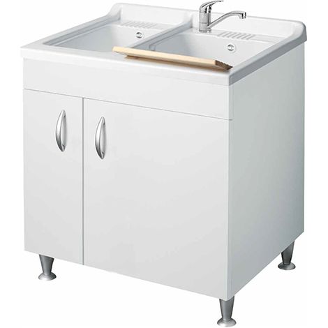 LAVATOIO CON MOBILE IN NOBILITATO E 2 VASCHE- L cm. 75 x P cm. 60- DH- pezzi 1 (1/2)