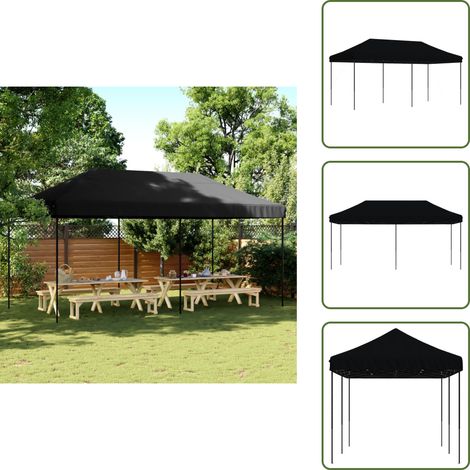 The Living Store Partyzelt Faltbar Pop-Up Schwarz 580x292x315 cm - Outdoor-Pavillon - Gartenpartyzelt - Sonnensegel - Markise - Festzelt (1/5)