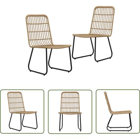 The Living Store Chaises de jardin lot de 2 Résine tressée Chêne - Chaise De Jardin - Chaise Bistrot - Mobilier De Jardin - Résine Tressée - Chaise Design (1/5)