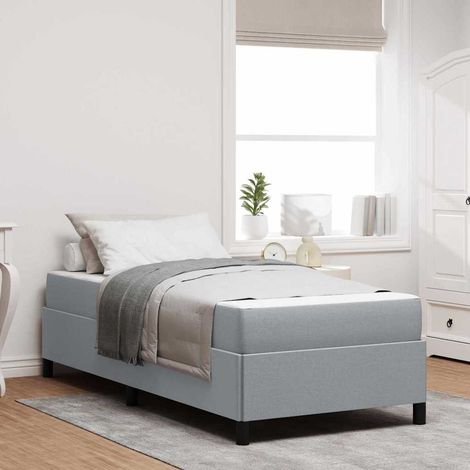 Boxspringbett Hellgrau 80 x 200 cm Stoff