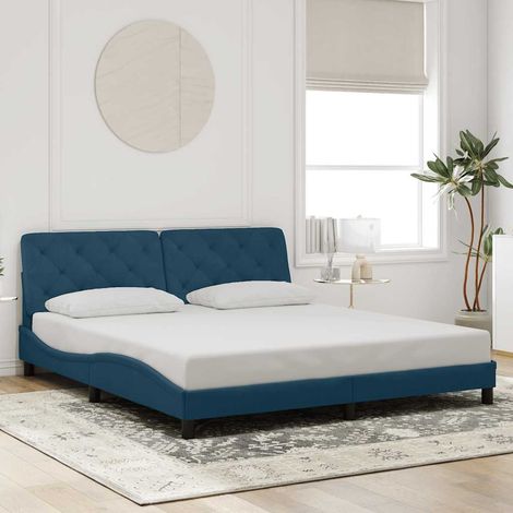 Cadre de lit sans matelas bleu 180x200 cm velours (1/5)