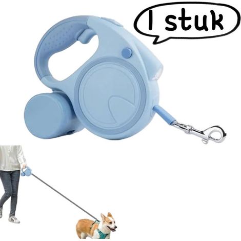 article - Laisse automatique pour chien - Laisse rétractable bicolore - Laisse rétractable avec lampe torche et séparateur de laisse - 5 mètres - Bleue (1/5)