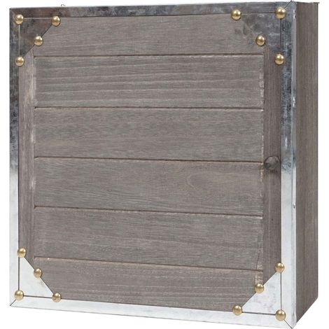 Schlüsselkasten Gabes, Schlüsselschrank Holzbox, Shabby-Look Vintage 27x27x6cm grau-braun