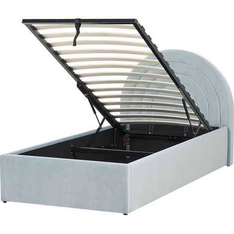 Kinderbett mit Stauraum Samtstoff ANET 90 x 200 cm Hellblau