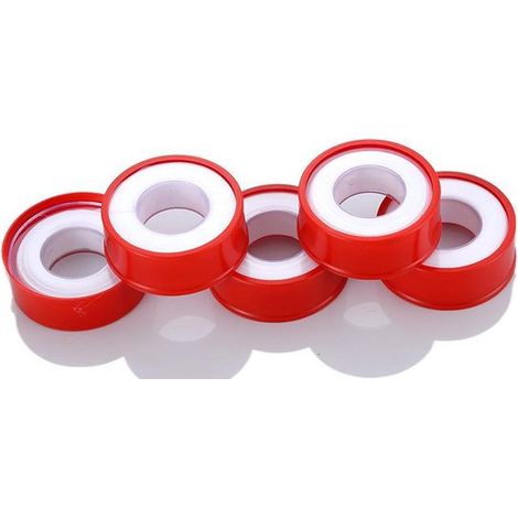 5 rouleaux de ruban d'étanchéité - Ruban d'étanchéité - Ruban d'étanchéité étanche - Bande d'étanchéité - Ruban Téflon - Ruban d'étanchéité pour tuyaux - 20 m - Blanc - PTFE Blanc (1/5)