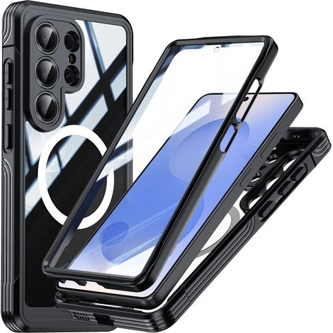 Custodia ultra resistente agli urti con vetro per MagSafe per Samsung Galaxy S26, nera (1/5)