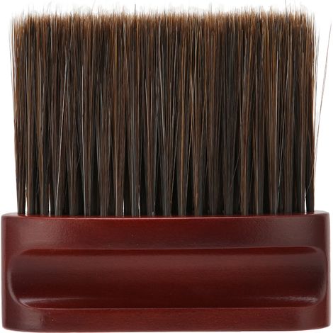 Brosse à poussière de cou pour barbier professionnel, poils nylon doux, manche en hêtre, outil de nettoyage plat brun foncé (1/5)
