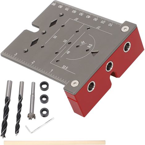 Kit de Fraise à Trou pour Charnière en Bois, Outil Manuel 3 en 1 avec Plaque de Jonction et Poinçon de Fixation 35mm (1/5)