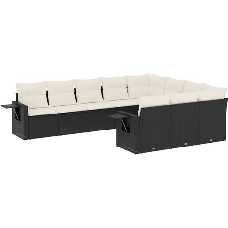 Maison Exclusive - Set de sofás de jardín 10 pzas cojines ratán s (1/3)