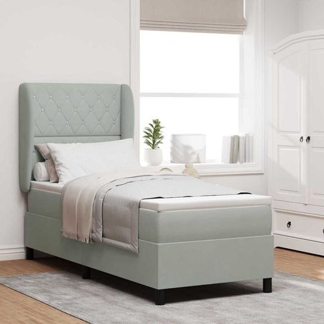 Cama tipo Box Spring Manual Gris Claro 200 x 80 cm Terciopelo (1/5)