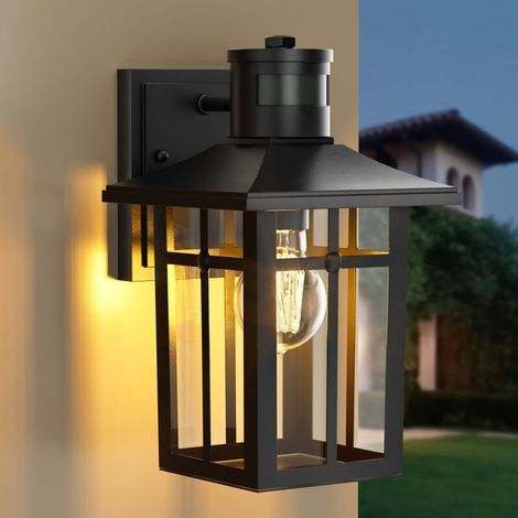 AMXCNOY Applique d'extérieur intelligente avec détecteur de mouvement et capteur de luminosité, modèle rétro noir, pour jardin, balcon et garage (1/5)