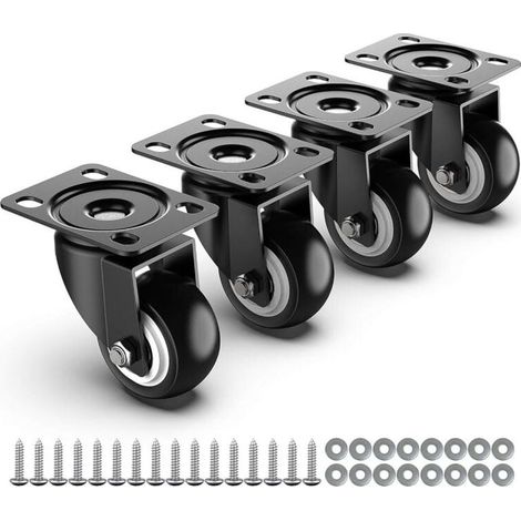 50mm Furniture Casters - Total Capacity 250kg - Set of 4 Heavy Duty Casters Without Brakes, Swivel Casters, Transport Wheels, Pallet Furniture Wheels (1/4)