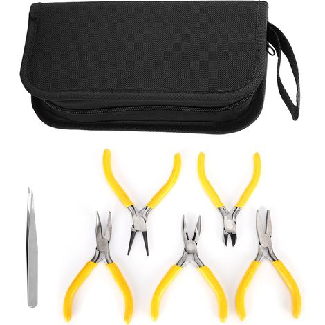 Kit 5 pinces à bijoux professionnelles pour création DIY - pince ronde et pince coudée, outillage complet (1/5)