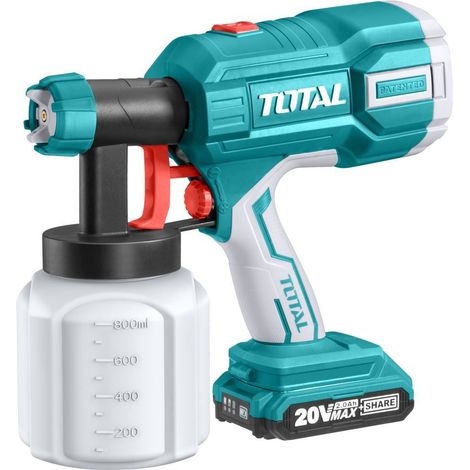 PISTOLA VERNICIATORE A SPRUZZO AEROGRAFO A BATTERIA (NON INCLUSA) 20V TOTAL