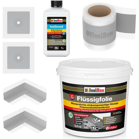 Dichtset Flüssigfolie 5,5kg Duschabdichtung Bad Dichtfolie Dichtband Innenecke (1/5)