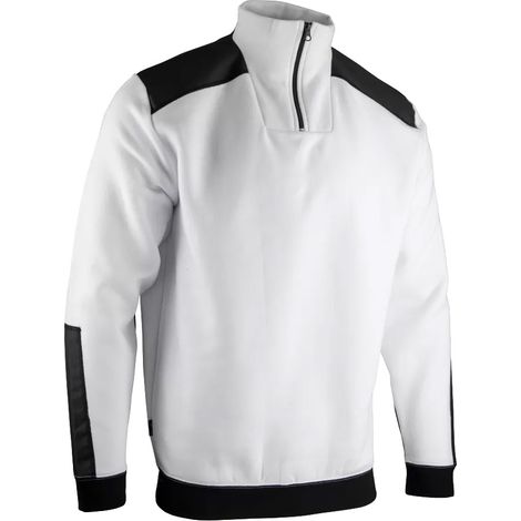 Zweifarbiges Sweatshirt mit Trucker-Kragen - LMA - Weiß - 8088-M