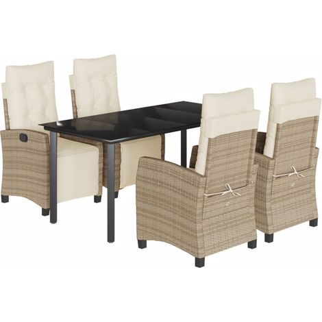 Maison Exclusive - 5-tlg. Garten-Essgruppe mit Kissen Beige Poly