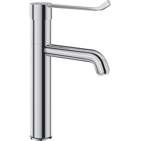 Delabie – Mitigeur de lavabo monotrou avec bec orientable – Corps lisse – Débit régulé 5l/min – Levier hygiène pour commande sans contact (1/6)