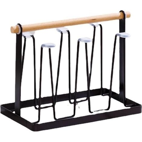 Égouttoir à bouteilles, métal 6 tasses porte-gobelet support de séchage de tasse support de support d'égouttoir en métal support de verre à boire et support d'égouttoir de bouteille(Le noir) (1/5)