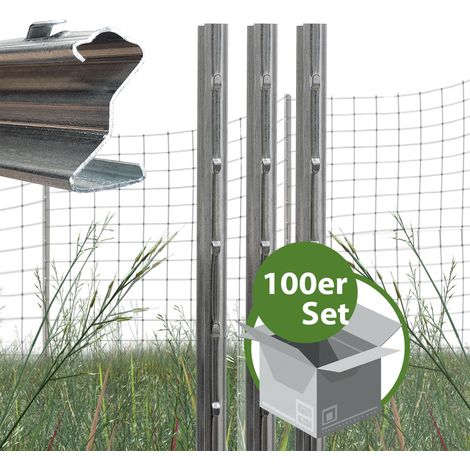 Z-Profil Zaunpfosten 150 cm feuerverzinkt 100x Zaunpfähle 1,5 mm Stärke gestanzte Haken Forstprofil (1/5)