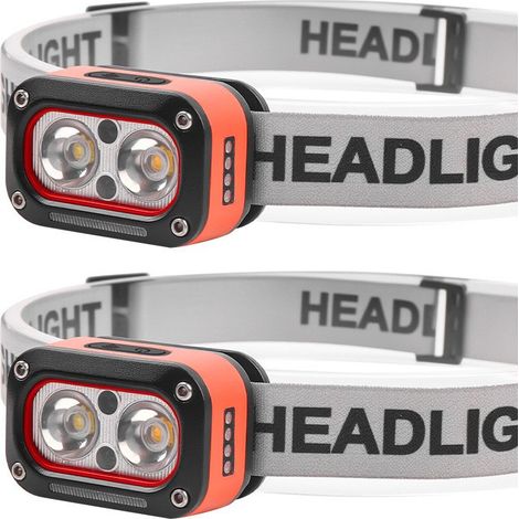 Lampe frontale rechargeable USB-C 3 000 lumens, lampe frontale LED, étanche, avec détecteur de mouvement, pour le camping, la course à pied, le vélo et la pêche