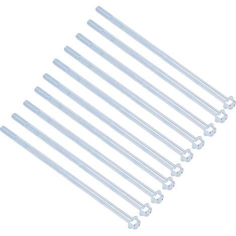 Boulon hexagonal demi-filet acier carbone robuste allongé 10x275 mm, lot de 10 pièces, filetage fin résistant. (1/5)