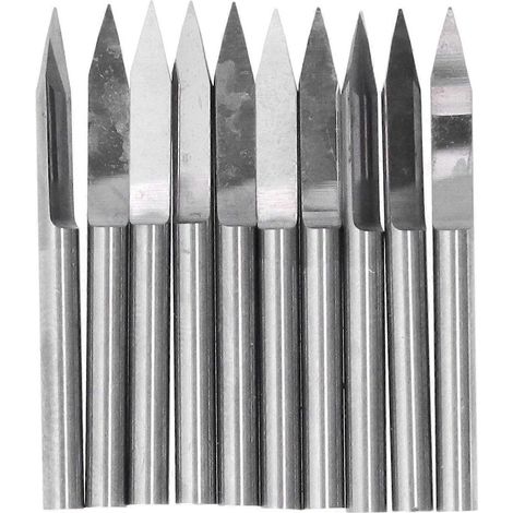10 Stück Gravierbits aus Wolframstahl, langlebig, hohe Härte, verschleißfest, CNC-Fräser-V-Bits für Kunststoff (1/4)