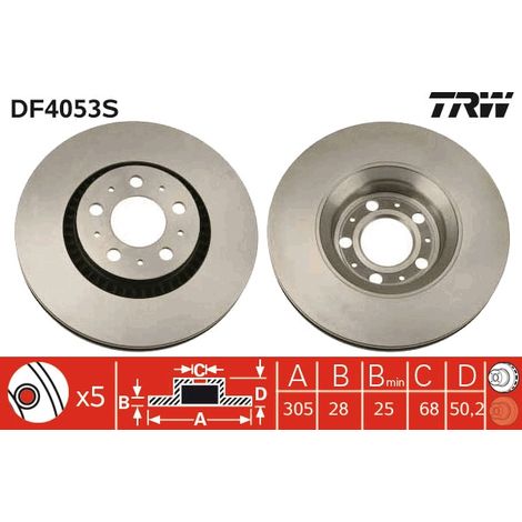 Lot de 2 Disques de frein TRW Automotive DF4053S VOLVO 272404 2724045 274170 (1/2)