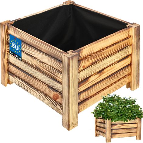KOTARBAU® Jardinière Extérieur - Bois de Pin Imprégné - 38 x 38 x 30 cm - Rustique - jardiniere sur pieds - Bac à Fleurs Rectangulaire - Grande Capacité - avec Toile Anti-Mauvaises Herbes (1/5)