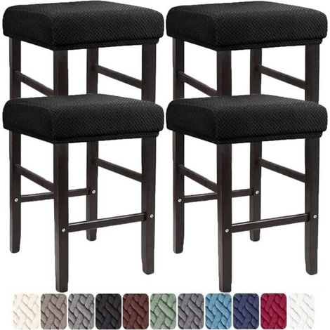 Housses de tabouret de bar rectangulaires, lot de 4, housses extensibles lavables, noires, pour tabouret de bar ou chaise de comptoir. (1/5)