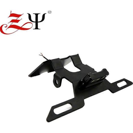 Compatible avec les motos Yamaha R15 V3 (2017-2020) : cadre de plaque d'immatriculation court modifié en alliage d'aluminium usiné CNC avec éclairage intégré – Noir (1/4)