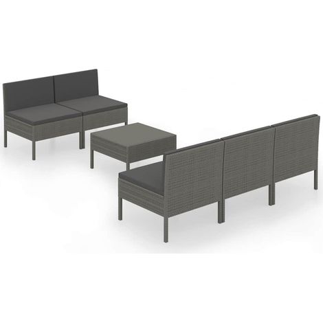 Maison Exclusive - 6-tlg. Garten-Lounge-Set mit Auflagen Poly Rat (1/5)