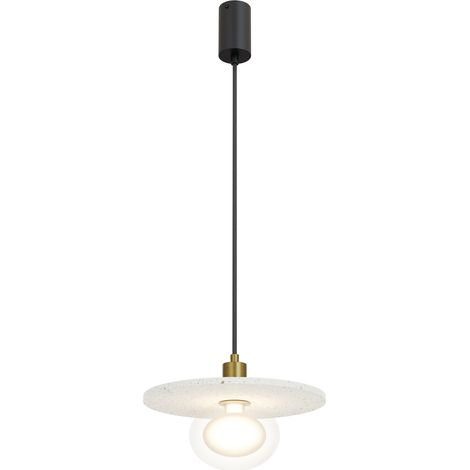 Suspension CANDY en terrazzo ocre - Double diffuseur verre opalin et transparent - Finition mate avec détails laiton - Douille E27 ou G9 (ampoule non incluse) (1/5)