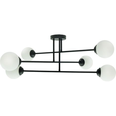 Plafonnier IdeaLED PALLE boules noir verre 6xE27 80cm (1/5)