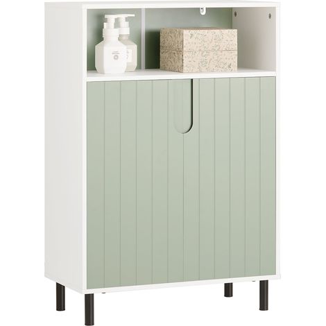 Armario de Suelo para baño Mueble Multifuncional para Baño con 2 Puertas y 1 Compartimentos 60 x 30 x 87 cm Verde y Blanco BZR138-GR SoBuy ES (1/5)