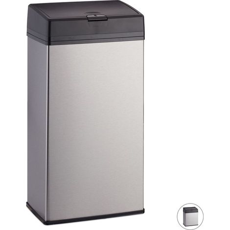 Poubelle cosmétiques, acier inoxydable, corbeille en métal pour la salle de bains, cuisine, 6 litres, argenté (1/5)