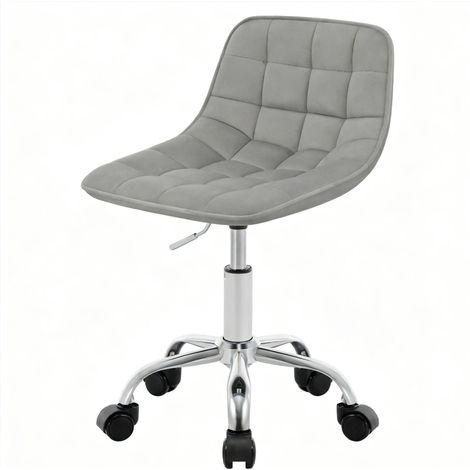 CHICFURN Sedia da ufficio con ruote 43x43x67,5 cm velluto grigio chiaro regolabile (1/5)